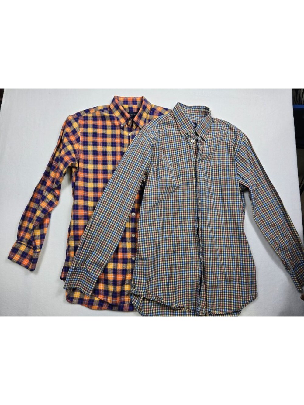 Scott Barber Mens Medium Plaid Button-Down TWO Shirts 100% Cotton Casual